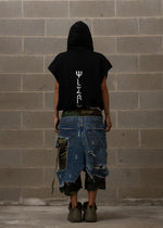 WLRY BLACK PADDED SLEEVELESS HOODIE