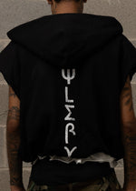 WLRY BLACK PADDED SLEEVELESS HOODIE