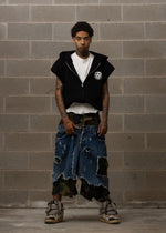 WLRY BLACK PADDED SLEEVELESS HOODIE