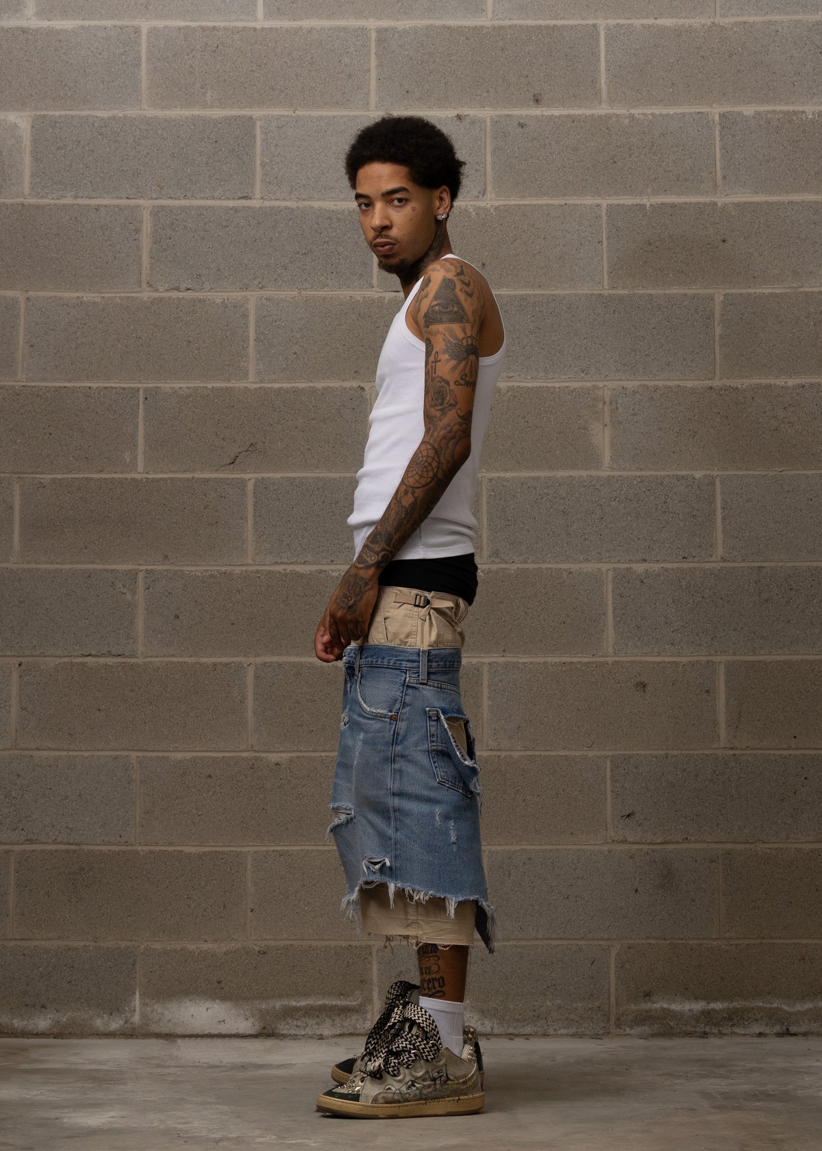 WLRY DISTRESSED PANTS BEIGE 1 OF 1