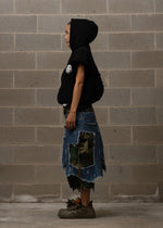 WLRY BLACK PADDED SLEEVELESS HOODIE